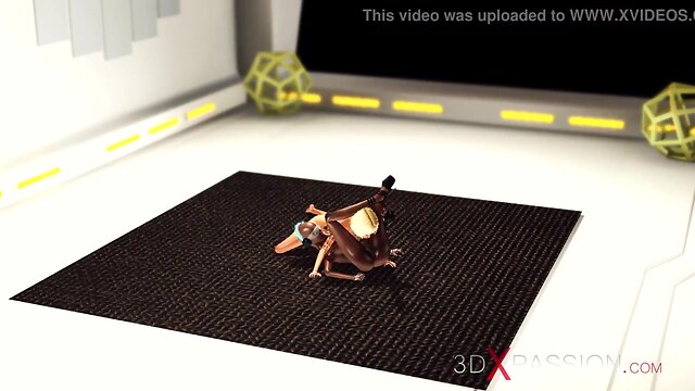 Intergalactic encounter: 3d dickgirls take on a blonde bombshell in space