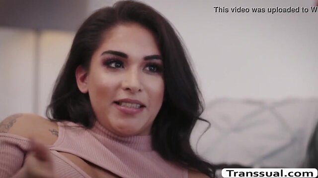 Voluptuous transgender jane marie gets a tit cumshot from lucky guy