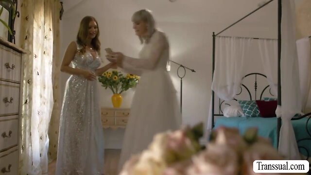 Transgender bride has passionate encounter with bridesmaid