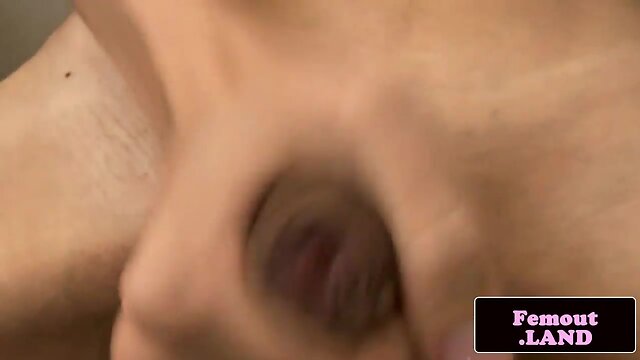 Transgender ladyboy plays with anal toys and masturbates in glasses