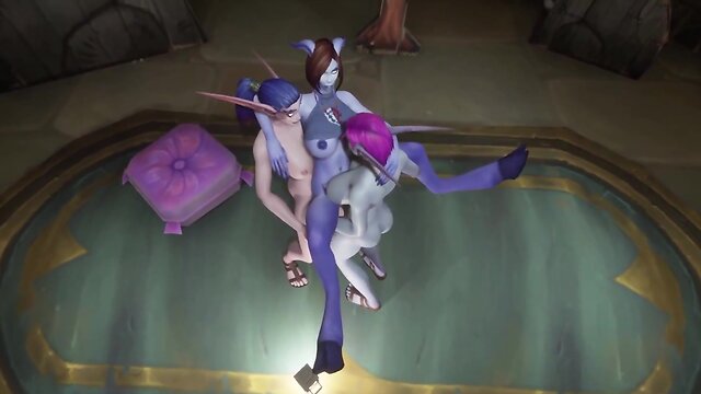 3d warcraft porn parody: futa elves and a demon girl in a steamy threesome