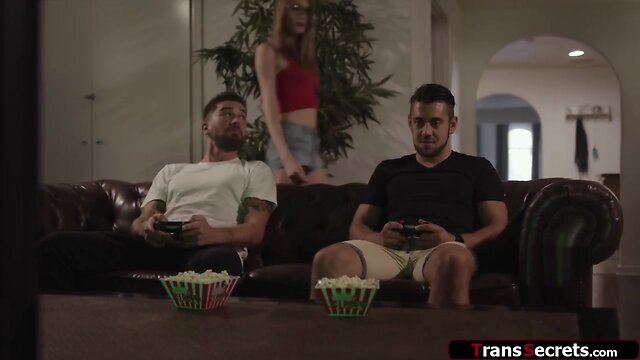 Crystal thayer gets her skinny tgirl ass reamed in anal action