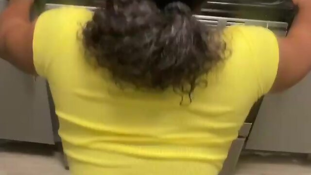 Transgender babe with big booty takes on dildo