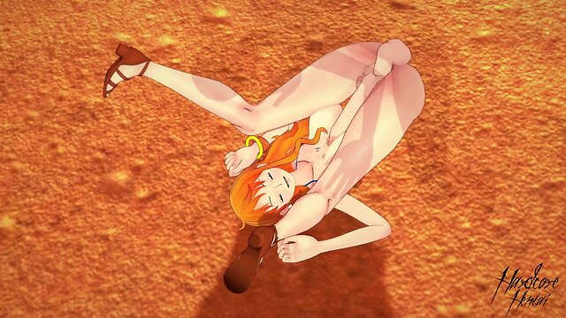 Futanari nami gets ravished on the beach in 3d one piece hentai