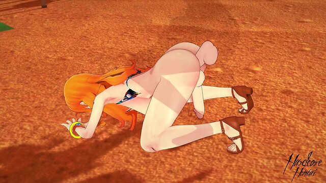 Futanari nami gets ravished on the beach in 3d one piece hentai