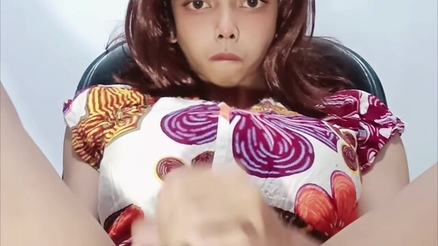 Late night masturbation: a sensual asian sissys beauty revealed