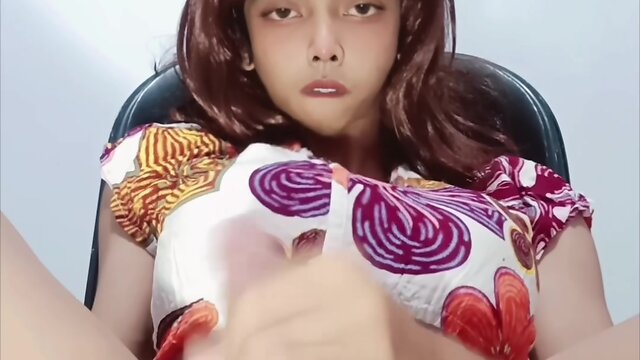 Late night masturbation: a sensual asian sissys beauty revealed