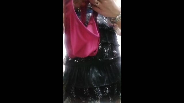 Teasing and cumming in a black dress: a bitchlilly video