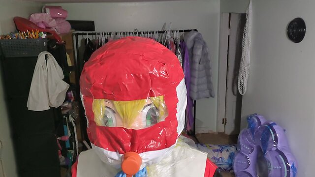 Long version pvc kigurumi cosplay with homemade hood and breathplay