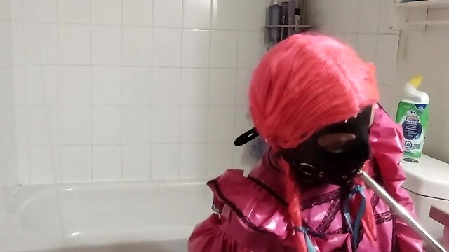 New brush: sissy maid cleans toilet