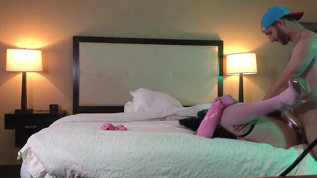 Transgender woman in chastity gets missionary penetration