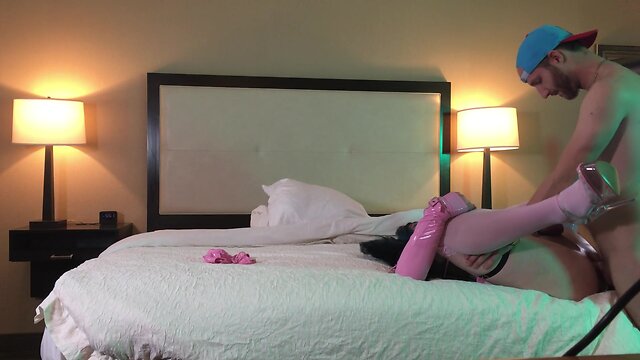 Transgender woman in chastity gets missionary penetration