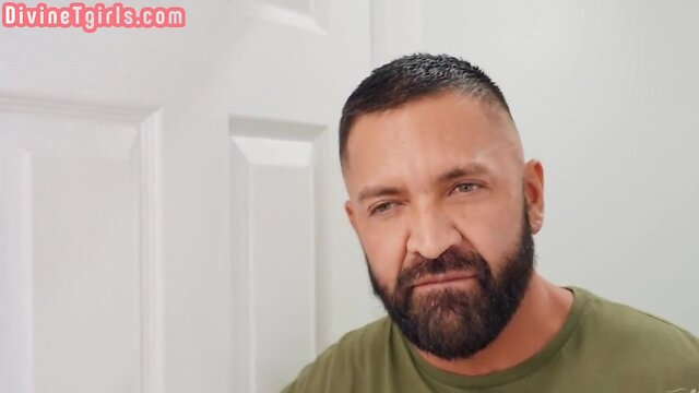 Interracial tgirl rides cock in couples bedroom after discovering boyfriends infidelity