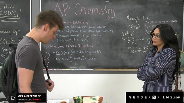 Trans teacher gets passionately ravished by muscular stud