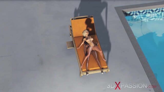 Blondes fantasy: sex with a black 3d dickgirl in a luxurious villa
