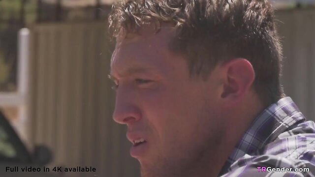 Intense cowboy threesome: pierce paris and kayleigh coxx ride big-dicked man-shemale duo