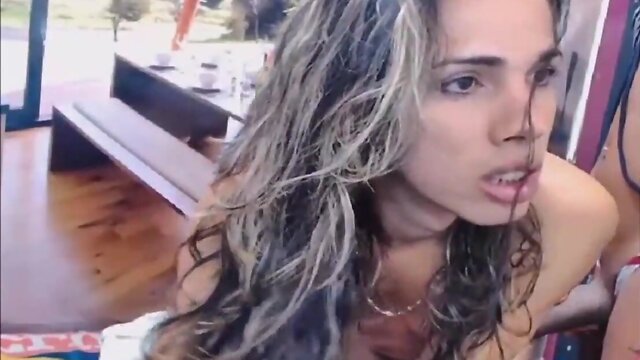 Hot shemale couple engages in steamy cam session