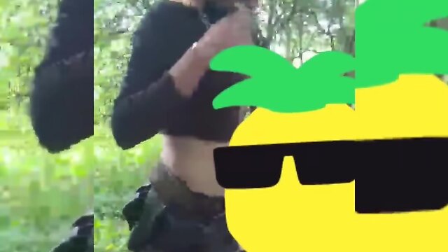 A cute crossdresser is used as a fuck toy in the forest