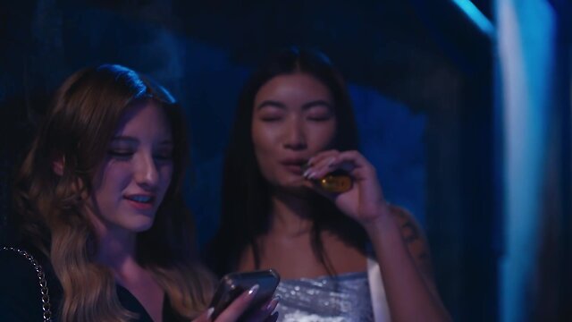 Two petite girls get fucked by a transgender blonde in an intense orgy