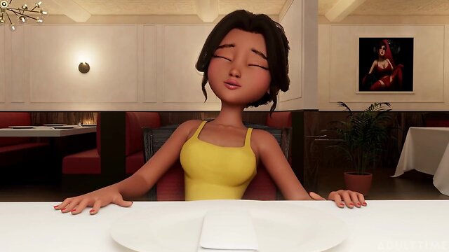 Shemale gets fucked deep in the corner of a restaurant in this hot hentai uncensored scene