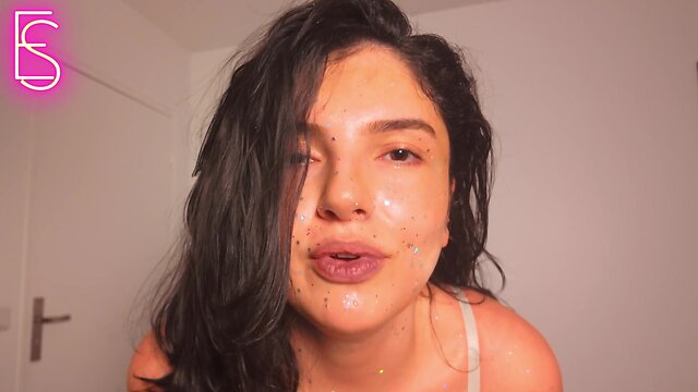 Guy gets face fucked and his dick sucked by stunning trans babe