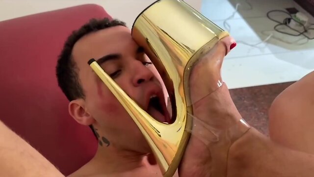 Submissive guy does everything for his mistress, even the hardest sex