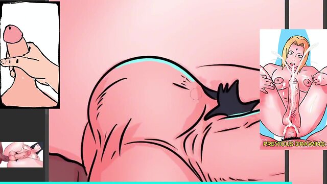 Tranny Hinata gets her asshole gapped by BBC while her huge dick is erect