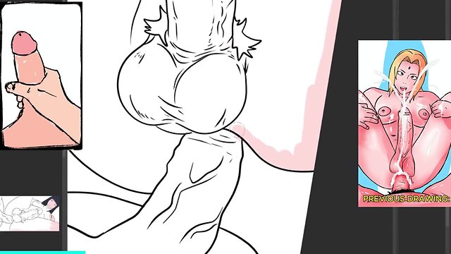Tranny Hinata gets her asshole gapped by BBC while her huge dick is erect