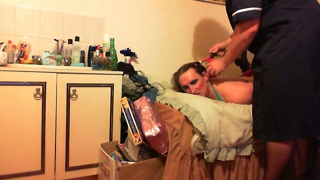 Hogtied Sissy is Gagged