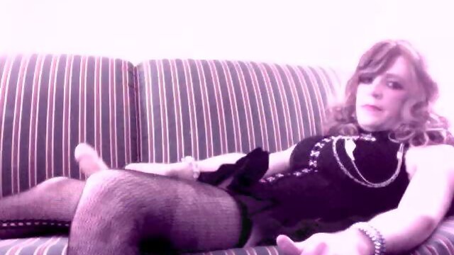 Crossdresser - stroking my cock