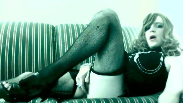 Crossdresser - stroking my cock