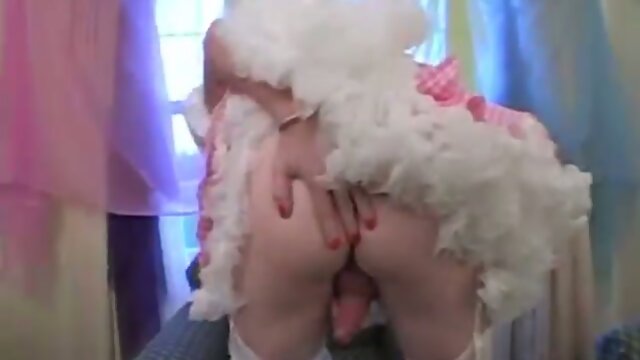 Cute blonde tranny strips and cums