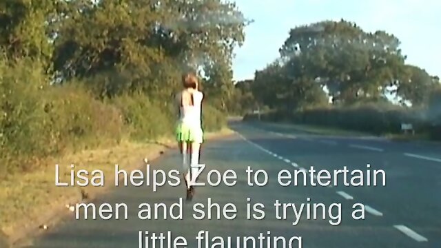 Lisa joins Zoe flaunting and sucks her cock in public