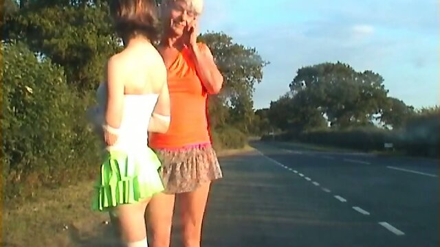 Lisa joins Zoe flaunting and sucks her cock in public