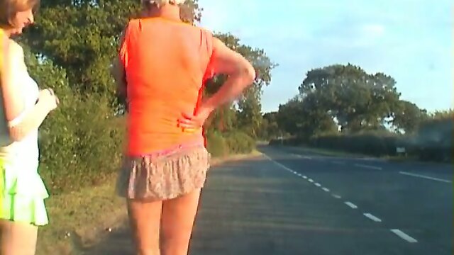 Lisa joins Zoe flaunting and sucks her cock in public