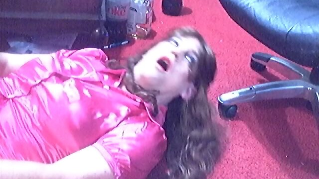 Cummiing on my face in PVC skirt and satin blouse