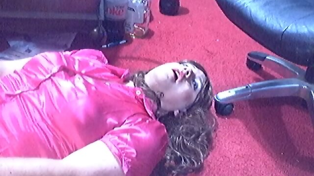 Cummiing on my face in PVC skirt and satin blouse