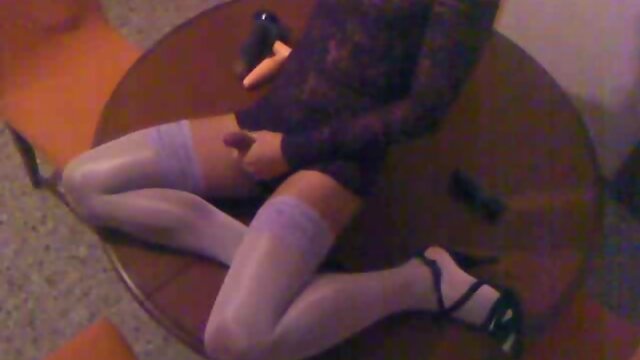 Real Hot Crossdresser on table shows off