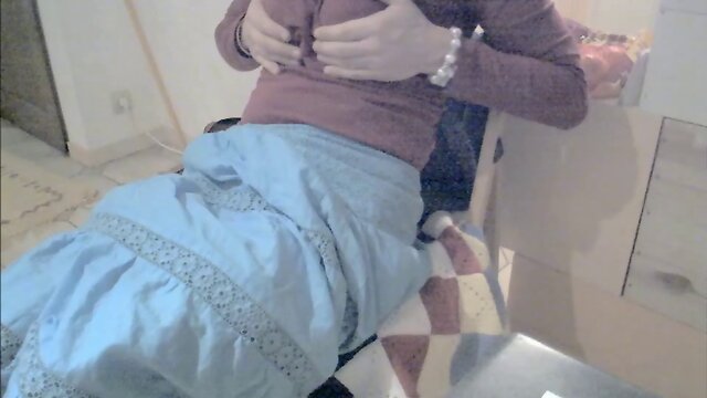 Naughty tgirl Andrea strips naked, jerks and cums