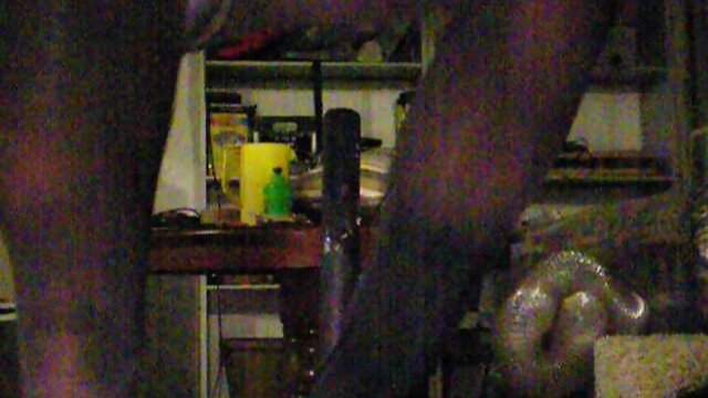 Nasty crossdresser sits on a stick