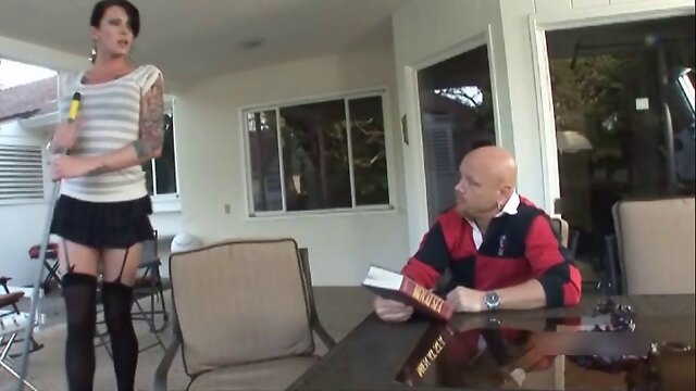 TS Morgan in stockings, fucked